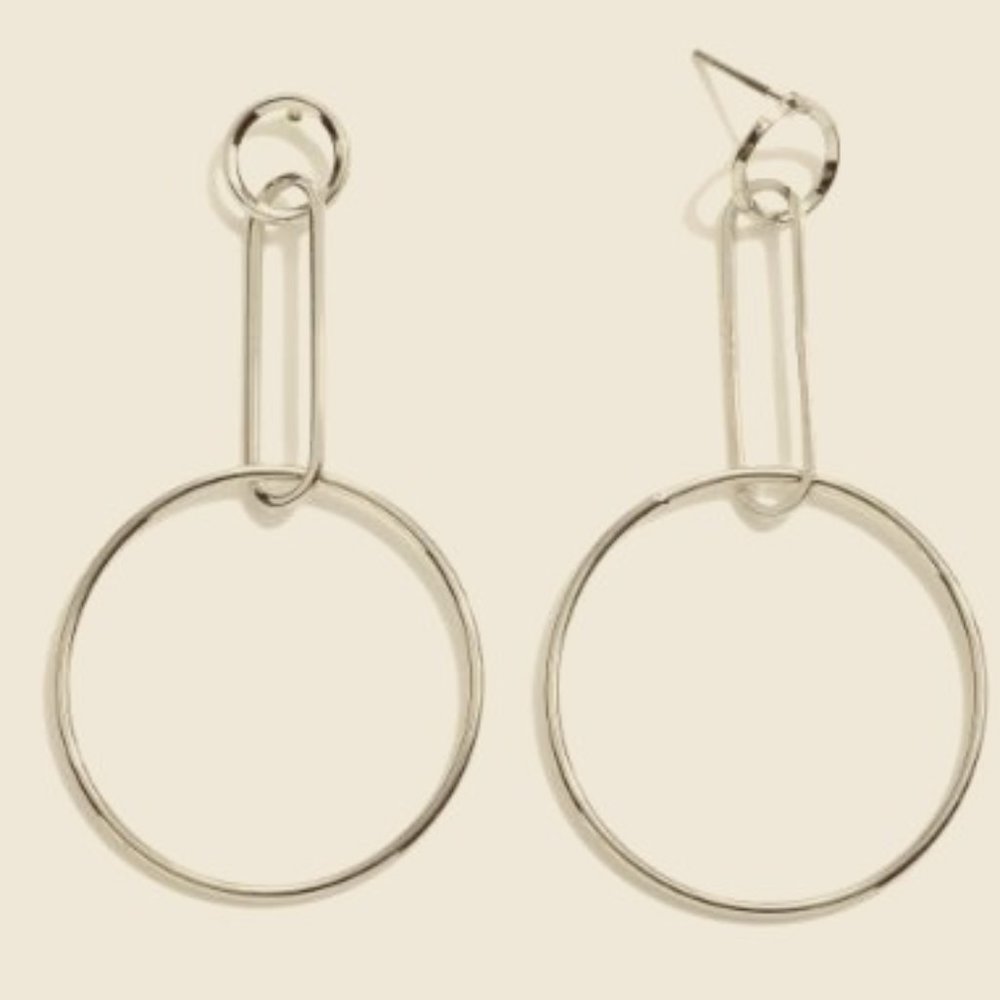 Thin Metal Tone Drop Earrings
